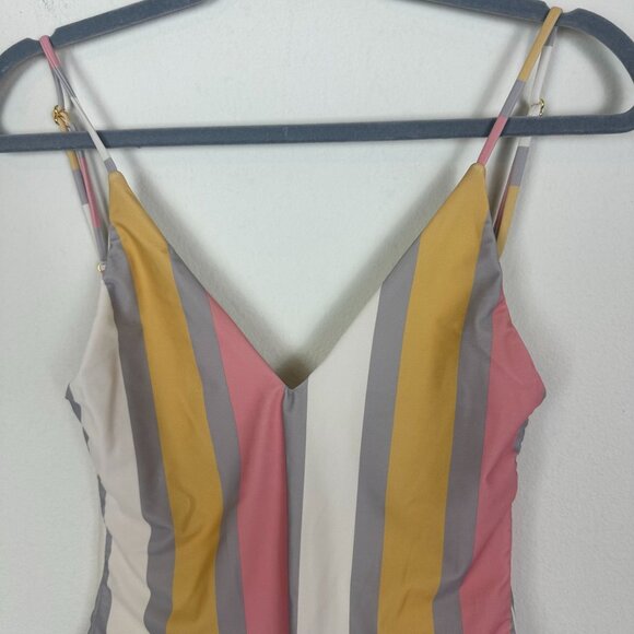 House of Harlow One Piece Swim Suit M Multicolor Stripe Boho Summer Vacation - Picture 2 of 9